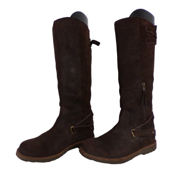 EMU Australia Suede Kemmie Knee-high Waterproof Sheepskin Boots Brown Sz 7 #1051 - Picture 4 of 11